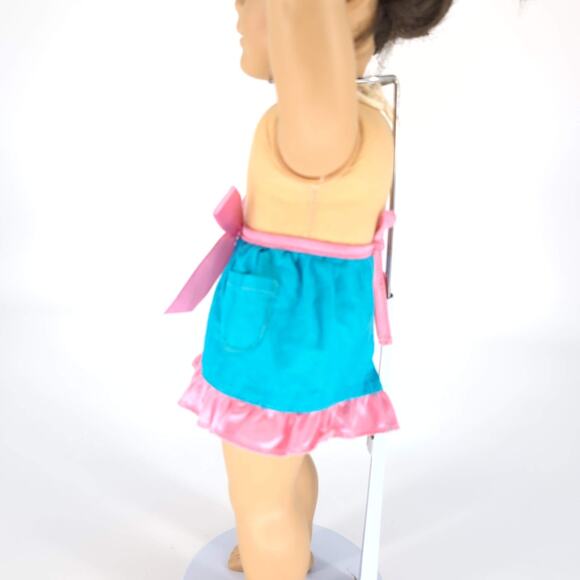 Unbranded Electric Blue & Pink Tie Around Apron with a Pocket for 18" Dolls GUC - Picture 4 of 10